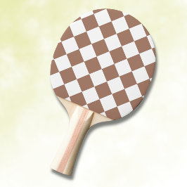 Raquete De Ping Pong Padrão de Diamante em Branco e Mocha Mousse