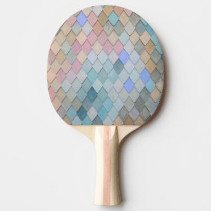 Raquete De Ping Pong Padrão de Diamante Pastel Sereia Azul Cor-de-rosa