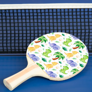 Raquete De Ping Pong Padrão de Dinossauro de Neon Watercolor Cute