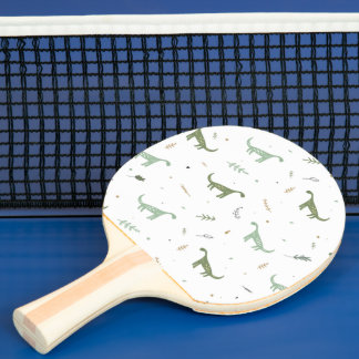 Raquete De Ping Pong Padrão de Dinossauro Verde e Bonito