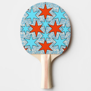 Raquete De Ping Pong Padrão de Estrela Azul e Vermelha
