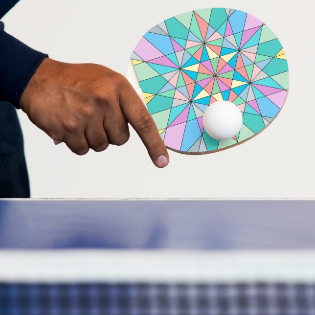 Raquete De Ping Pong Padrão de Estrela Triangular Mosaico Pastel Retro  (Insitu)