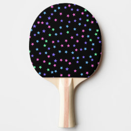 Raquete De Ping Pong Padrão de estrelas roxas verde-cor-de-rosa-branca