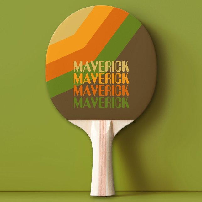 Raquete De Ping Pong Padrão de Faixa Retroativa Cores Terrestres Nome d (Custom Ping Pong Paddle)