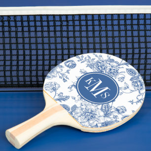 Raquete De Ping Pong Padrão de Flor Azul