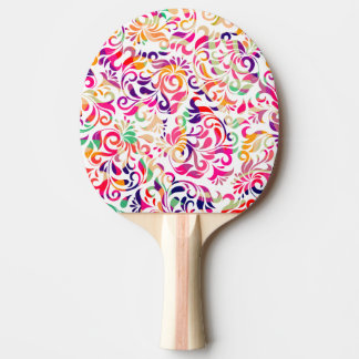 Raquete De Ping Pong Padrão de flores coloridas clássicas fofas