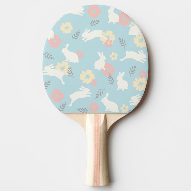 Raquete De Ping Pong Padrão de Flores de Coelhos Frescos (Frente)