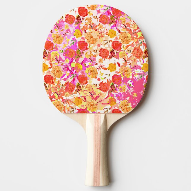 Raquete De Ping Pong Padrão de flores fofas femininas (Frente)