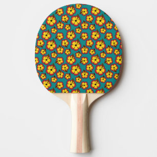Raquete De Ping Pong Padrão de Flores Tropicais do Hibiscus Vermelho Am