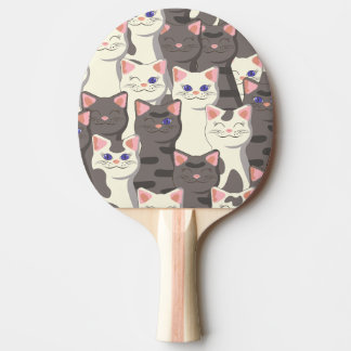Raquete De Ping Pong Padrão de gatos brancos e cinzas
