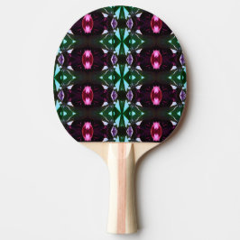 Raquete De Ping Pong Padrão de Gemas Roxas Pretas, Cor-de-Rosa Azul