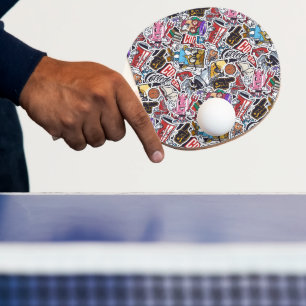 Raquete De Ping Pong Padrão de Grafite Urbano de Arte Dinâmica Universi