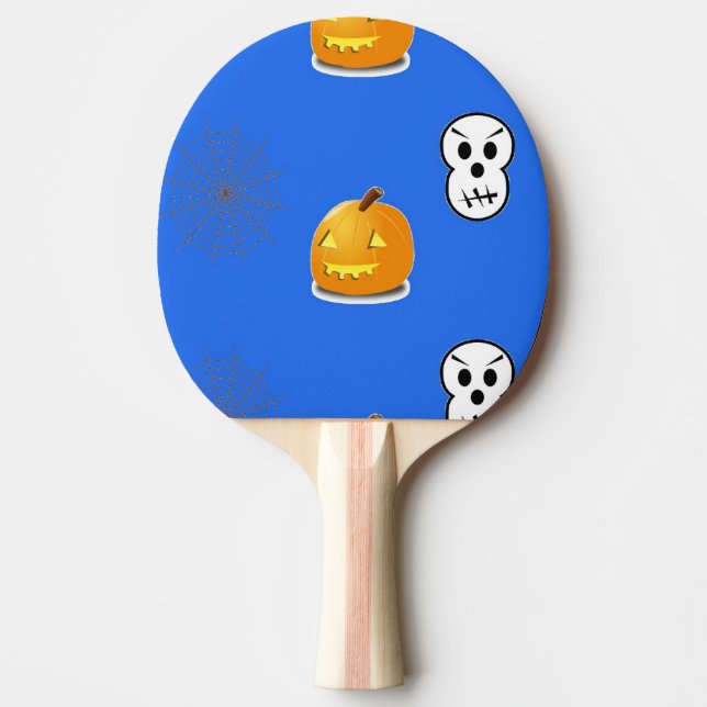 Raquete De Ping Pong Padrão de Halloween em azul (Frente)