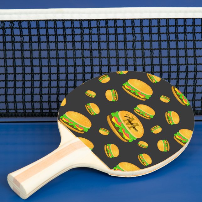 Raquete De Ping Pong Padrão de hambúrguer delicioso e divertido Monogra (Insitu)