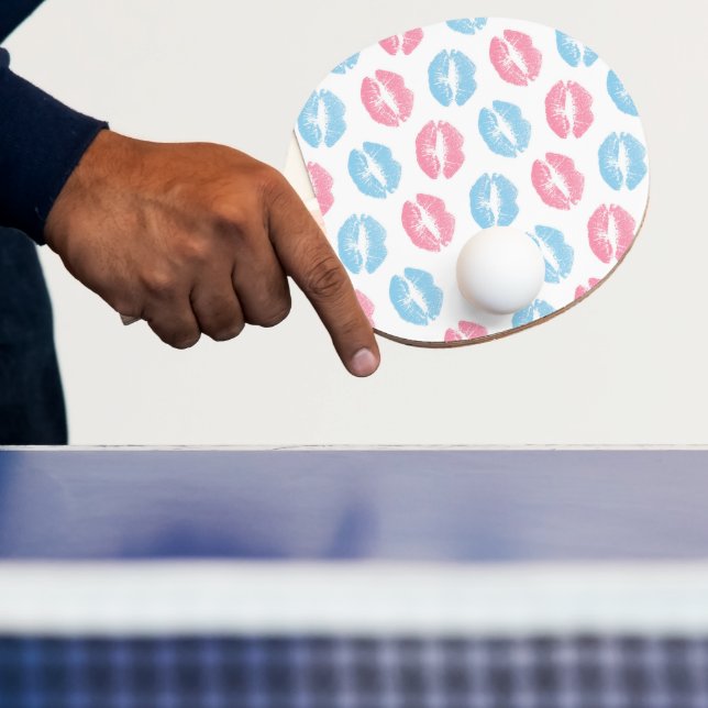 Raquete De Ping Pong Padrão de Lábios Azul e Rosa, Batom, Beijo (Insitu)