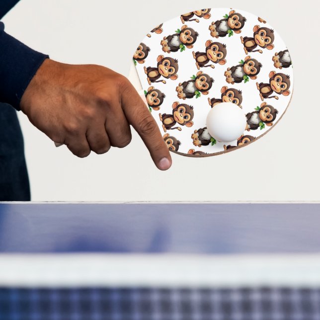 Raquete De Ping Pong Padrão de Macaco Branco Design  (Insitu)