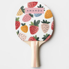 Raquete De Ping Pong Padrão de morango de Fruta branca personalizado