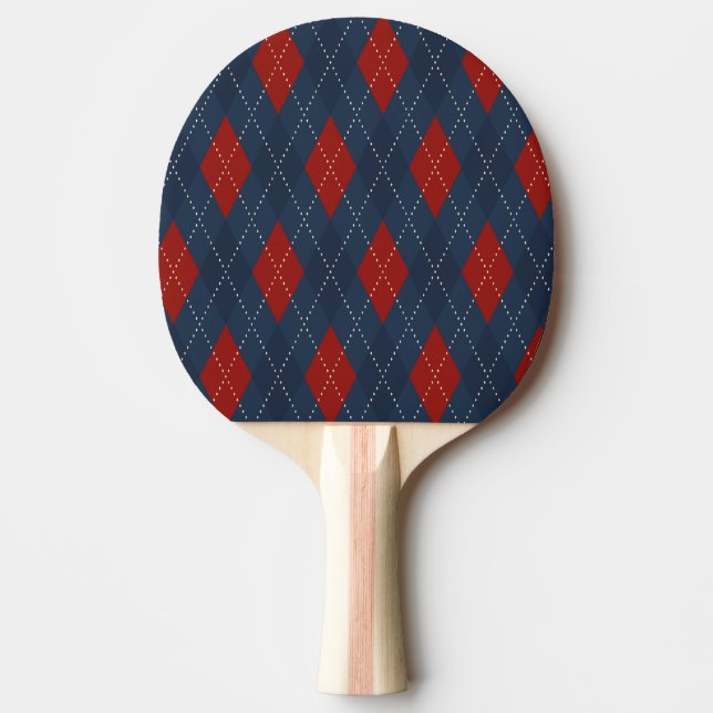 Raquete De Ping Pong Padrão de Natal Real Blue Argyle (Frente)