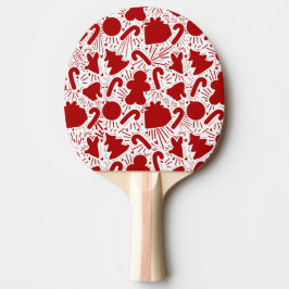 Raquete De Ping Pong Padrão de Natal vermelho simples