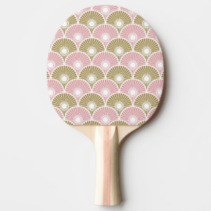 Raquete De Ping Pong Padrão de onda de semicírculo chinês rosa e latão