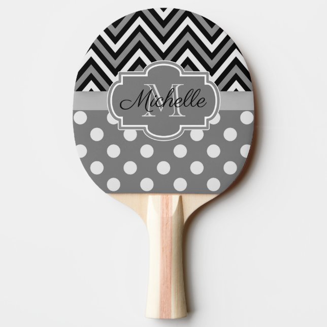 Raquete De Ping Pong Padrão de pontos e de chevrons (Verso)