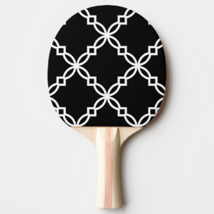 Raquete De Ping Pong Padrão de Quatrefoil de Grande Rico Branco Preto