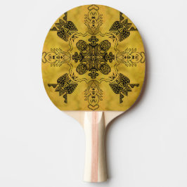Raquete De Ping Pong Padrão de Repetição de Desenho de Linha Tribal do 