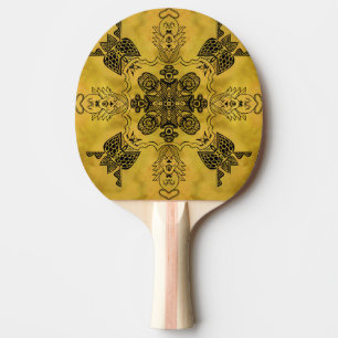 Raquete De Ping Pong Padrão de Repetição de Desenho de Linha Tribal do