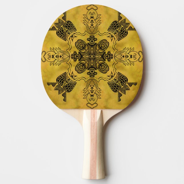 Raquete De Ping Pong Padrão de Repetição de Desenho de Linha Tribal do  (Frente)