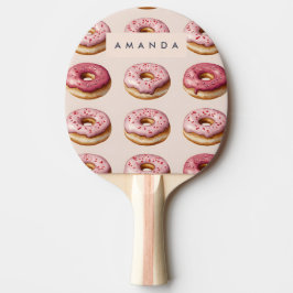 Raquete De Ping Pong Padrão de Rosquinha rosa personalizado monograma