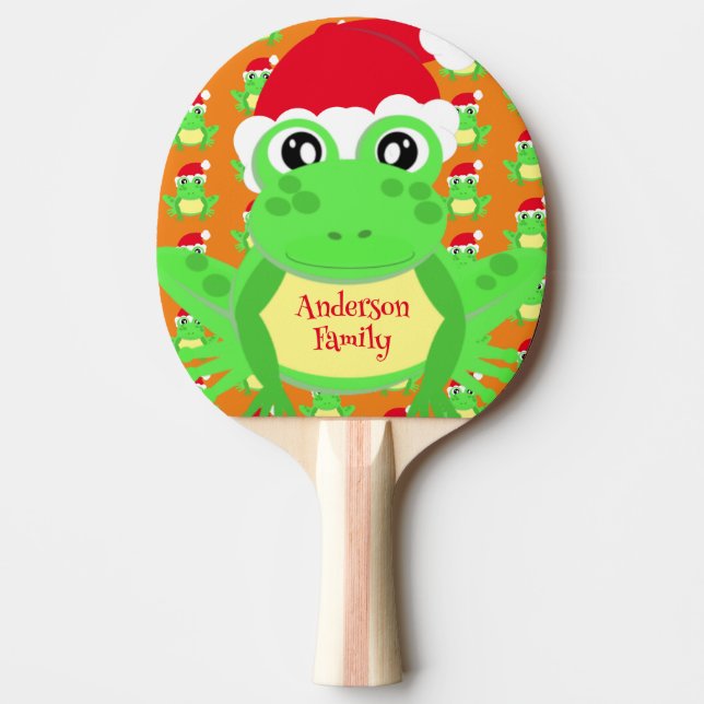 Raquete De Ping Pong Padrão de Santa Hat do Sapo de Natal Novelty Laran (Frente)