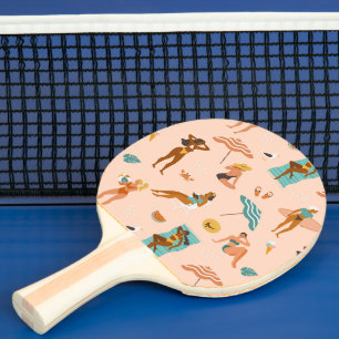 Raquete De Ping Pong Padrão de Sunbathers de Praia