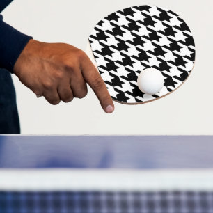 Raquete De Ping Pong Padrão de tecelagem de dentes brancos preto-e-pret