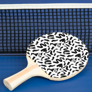 Raquete De Ping Pong Padrão de Traço do Pincel de Tinta Preta