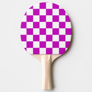 Raquete De Ping Pong Padrão de Verificação Branco Roxo