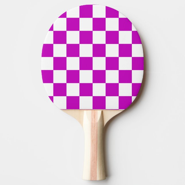Raquete De Ping Pong Padrão de Verificação Branco Roxo (Frente)