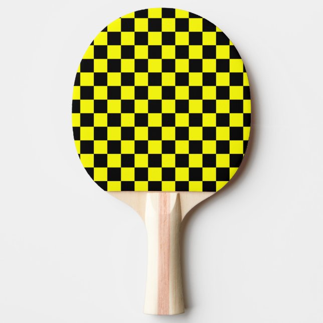 Raquete De Ping Pong Padrão de Verificação Preto Amarelo (Frente)