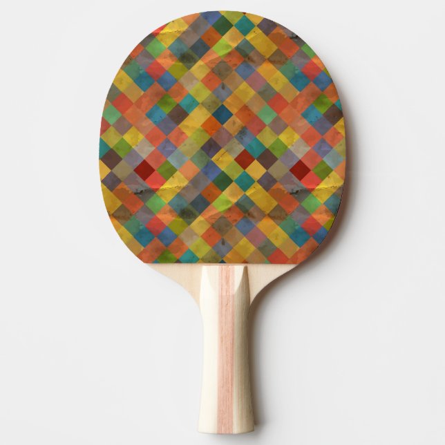 Raquete De Ping Pong Padrão de vindima. Geométrica. (Frente)