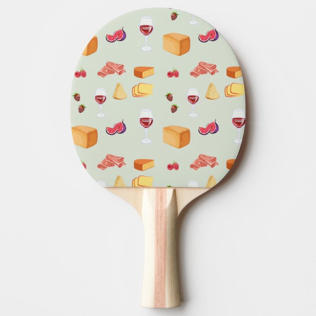 Raquete De Ping Pong Padrão de Vinho e Queijo (Frente)