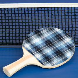 Raquete De Ping Pong Padrão de Xadrez Azul Clássico - Trendy Tartan Des