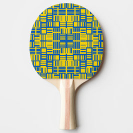 Raquete De Ping Pong Padrão Design de Linha de Cor Azul E Amarelo