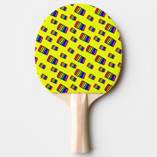 Raquete De Ping Pong Padrão do bloco Funky Neon Rainbow (Frente)