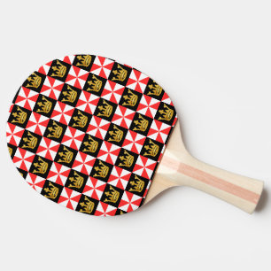Raquete De Ping Pong Padrão Dourado Preto Preto Vermelho Medieval