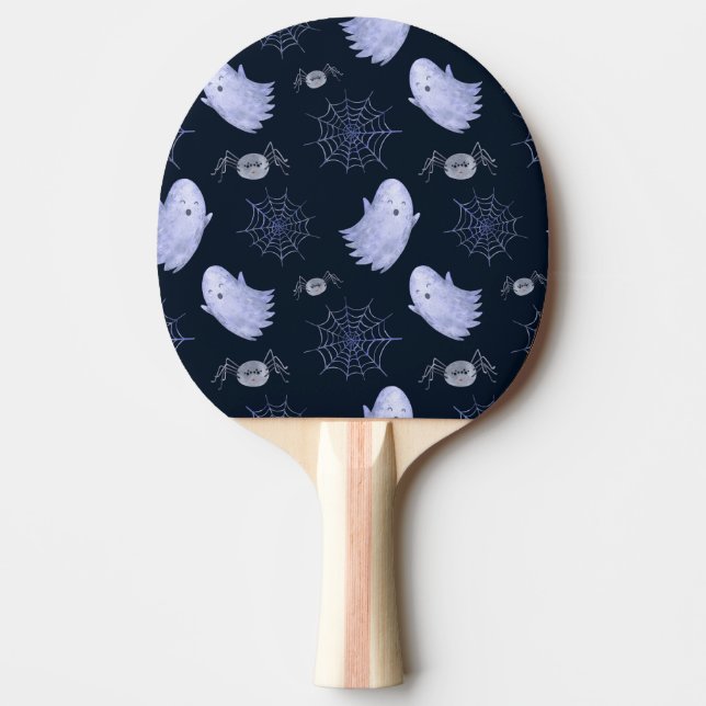 Raquete De Ping Pong Padrão Engraçado de Halloween de Aranha Fantasma. (Frente)