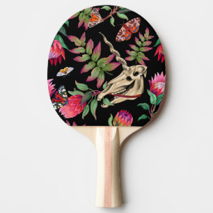 Raquete De Ping Pong Padrão Escuro do Unicórnio da Floresta Mágica.