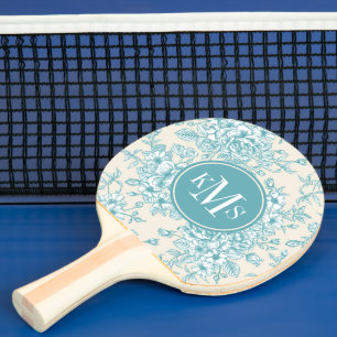 Raquete De Ping Pong Padrão Floral Azul Rose Bouquet Garden