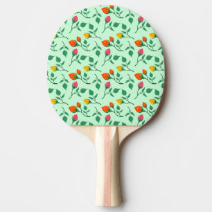 Raquete De Ping Pong Padrão floral com flores rosa coloridas