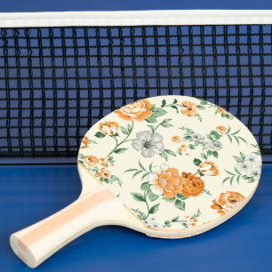 Raquete De Ping Pong Padrão Floral de Jardim Amarelo Suave