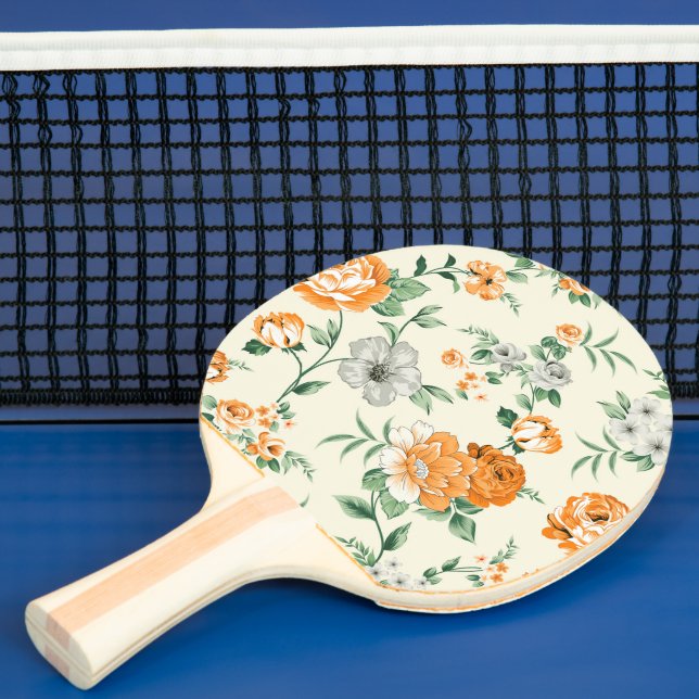Raquete De Ping Pong Padrão Floral de Jardim Amarelo Suave (Insitu)