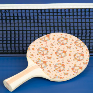 Raquete De Ping Pong Padrão Floral de Paz Laranja